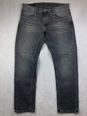 Nudie Jeans Mens Pants 34 Black Eyes Denim Lean Dean Slim Tapered Cotton 34x30